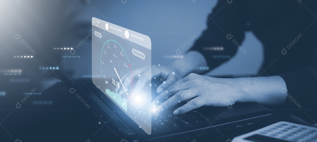 Conexão rápida à Internet com o conceito de tecnologia Metaverse IA