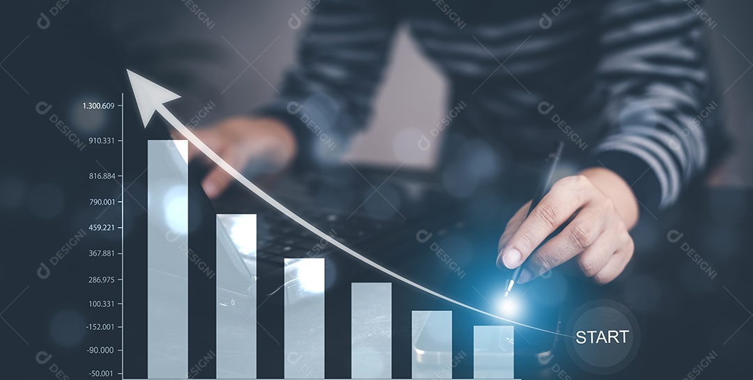 Ganhos comerciais no conceito de gráfico do mercado de ações IA