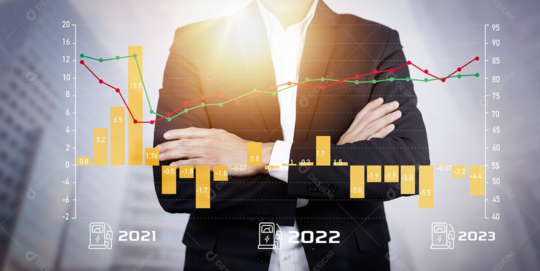 Gráfico de energia do petróleo do mercado mundial impacto no conceito econômico IA