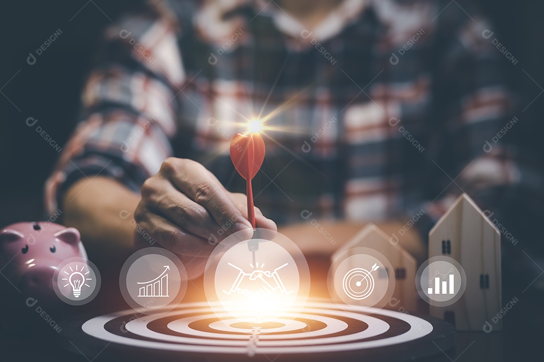 Seta de dardo e linha de mercado de ações ou gráfico de negociação forex e gráfico de velas adequados para conceito de investimento financeiro IA