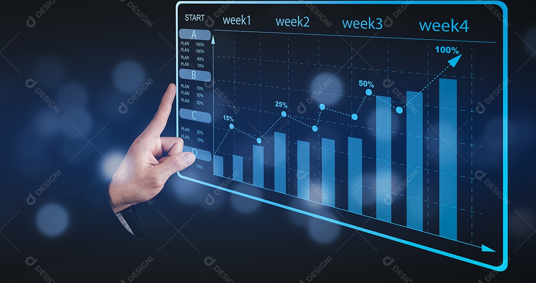 Linha de tela sensível ao toque de mão do mercado de ações ou gráfico de negociação forex e gráfico de velas adequado para conceito de investimento financeiro IA