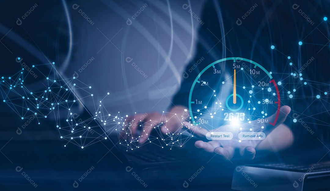 Conexão rápida à Internet com o conceito de tecnologia metaverso IA