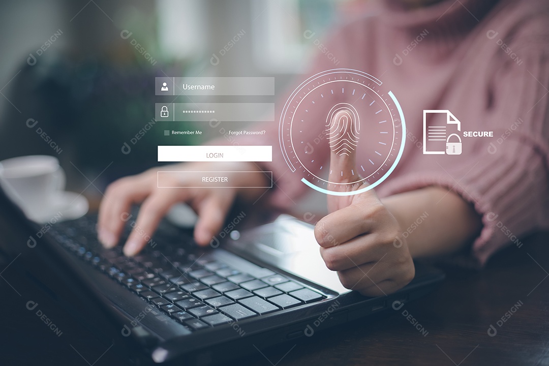 Impressão digital de toque de mão com global virtual com segurança cibernética IA