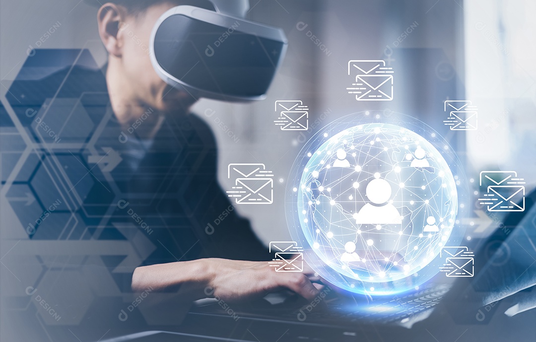 Conceito de e-mail com laptop spam e vírus monitor de computador conceito de segurança na internet IA