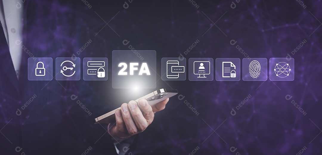 Smartphones online com privacidade de segurança cibernética protegem dados tecnologia de segurança de rede de internet 2FA IA