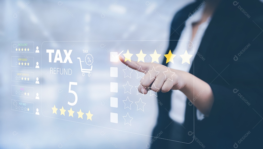 Empresária em contato com o conceito de pesquisa de satisfação do cliente IA