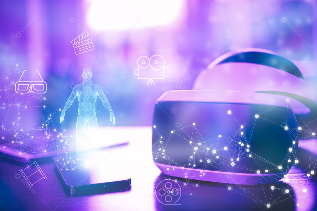 Tecnologia de metaverso 3D conceito VR Inovação do futurismo IA