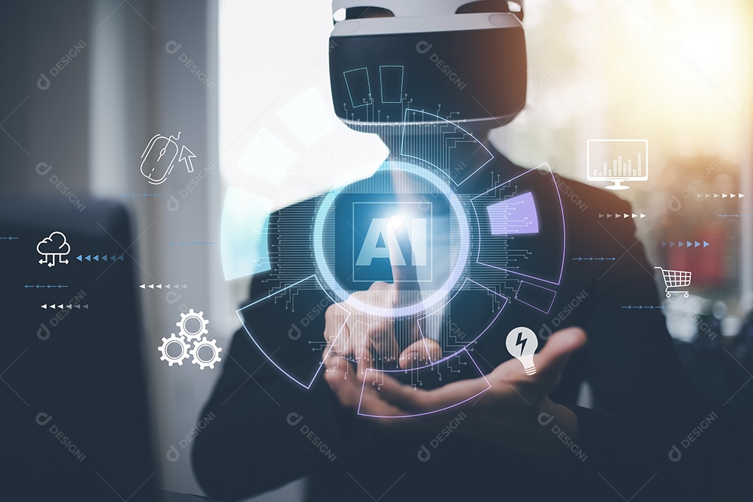 Empresário toca flecha com inteligência artificial IA