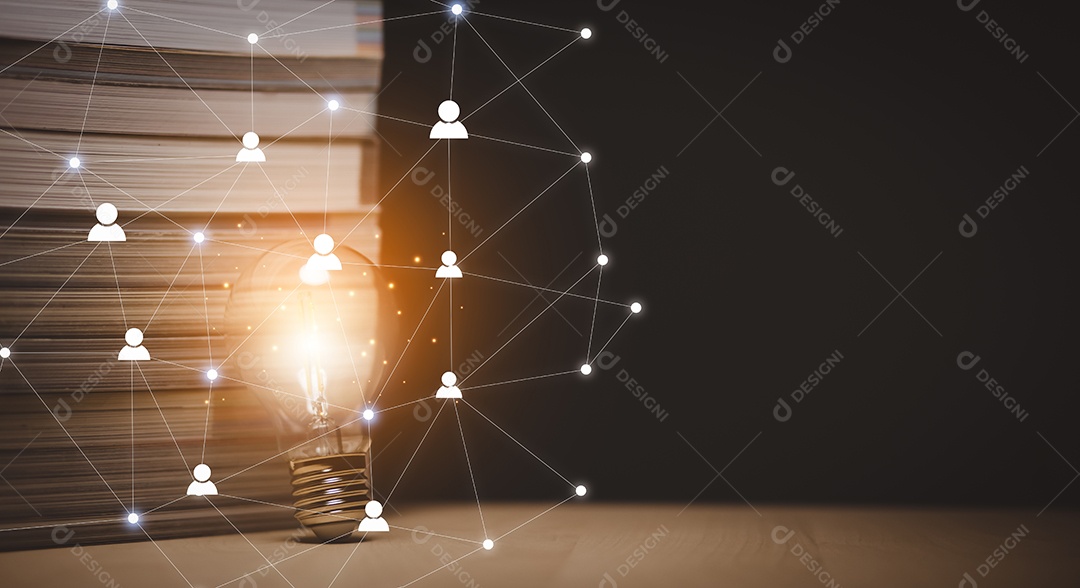 Empresa segurando lâmpada ideia inovadora de inspiração da tecnologia online IA