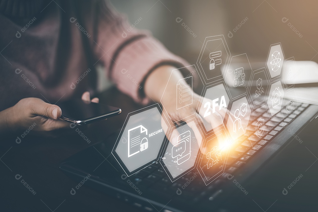 Smartphone com privacidade de segurança cibernética protege dados IA