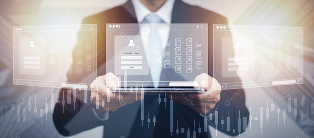 Smartphone com privacidade de segurança cibernética protege dados IA