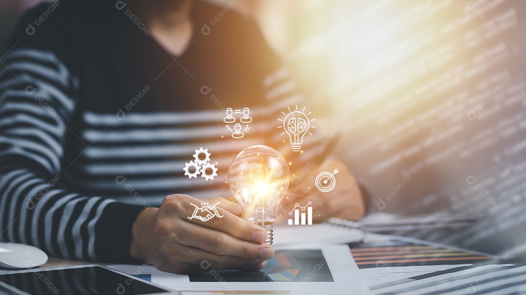 Novo metaverso com conceito de negócio de ícones IA