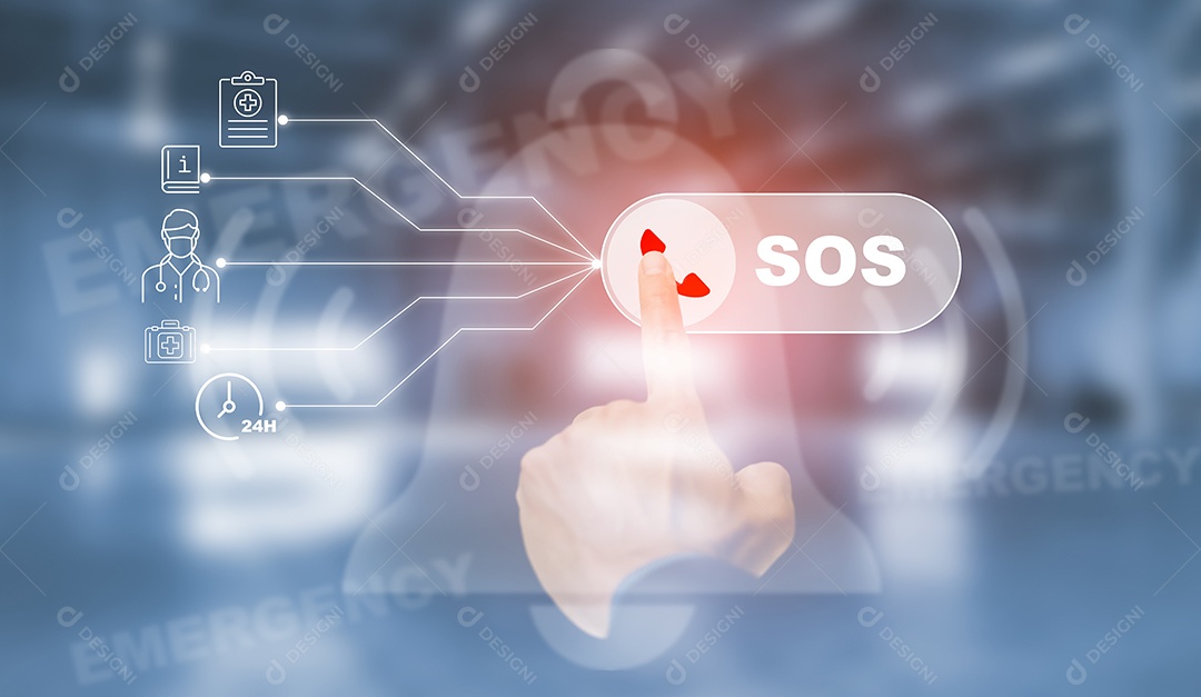 Botão de toque manual aplicativo de emergência em casa IA