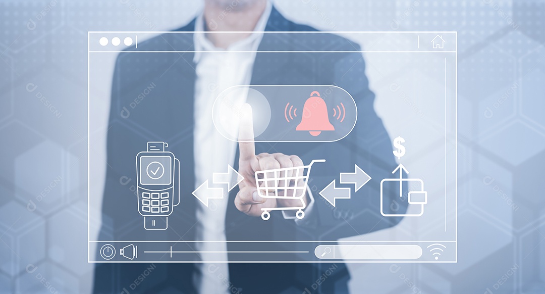 Botão de toque do empresário pagamento online IA