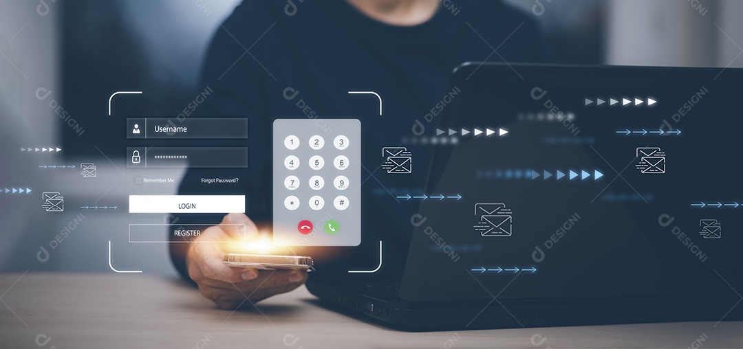 Smartphone de mão com global virtual com segurança cibernética IA