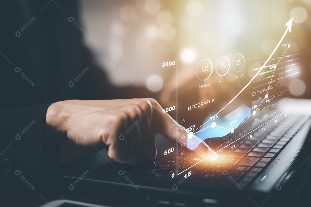 Tablet e tecnologia financeira e conceito de investimento IA