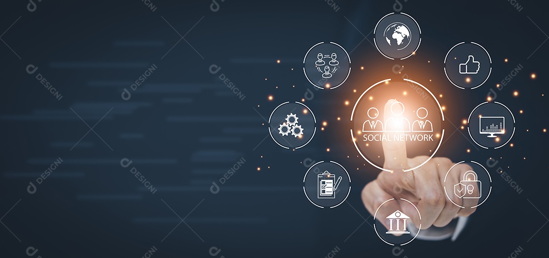 Empresário segura um smartphone com um ícone de rede social IA