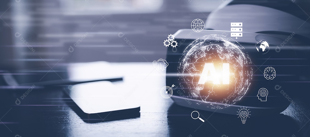 Tecnologia de metaverso 3D conceito VR Inovação do futurismo IA