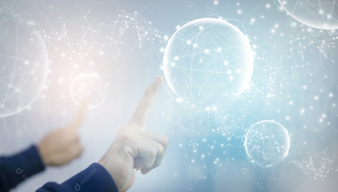 Sistema de conexões de linha de mundo virtual de toque manual e troca global de dados IA