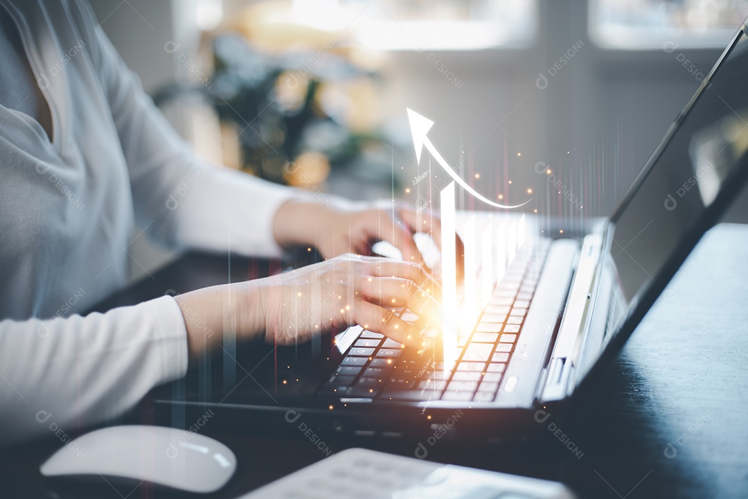 Tablet e tecnologia financeira e conceito de investimento IA