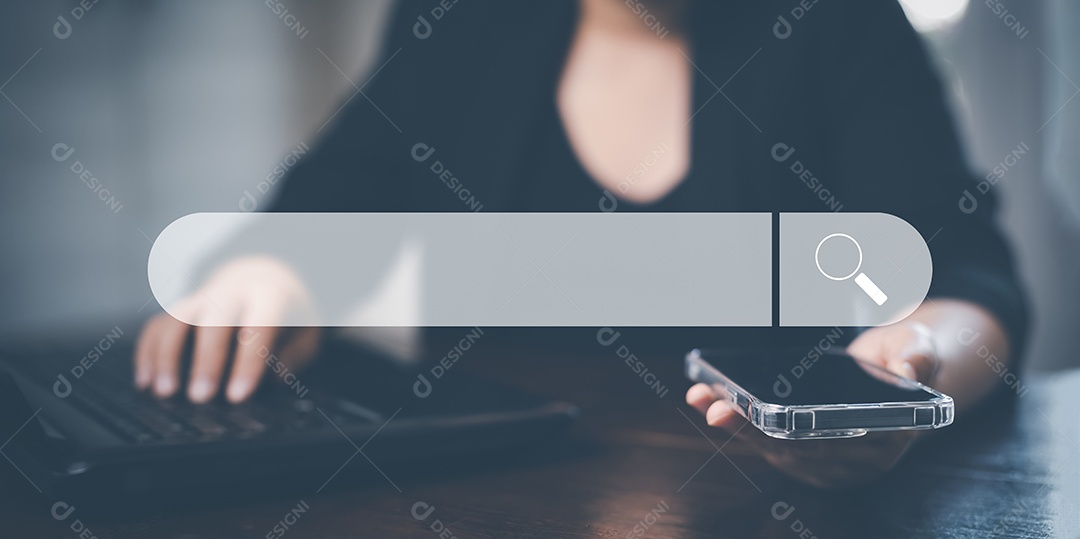 Pesquisando informações de dados de navegação na Internet com barra de pesquisa em branco IA