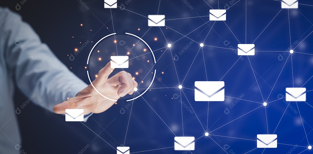 Conceito de massagem por e-mail e marketing de dados IA