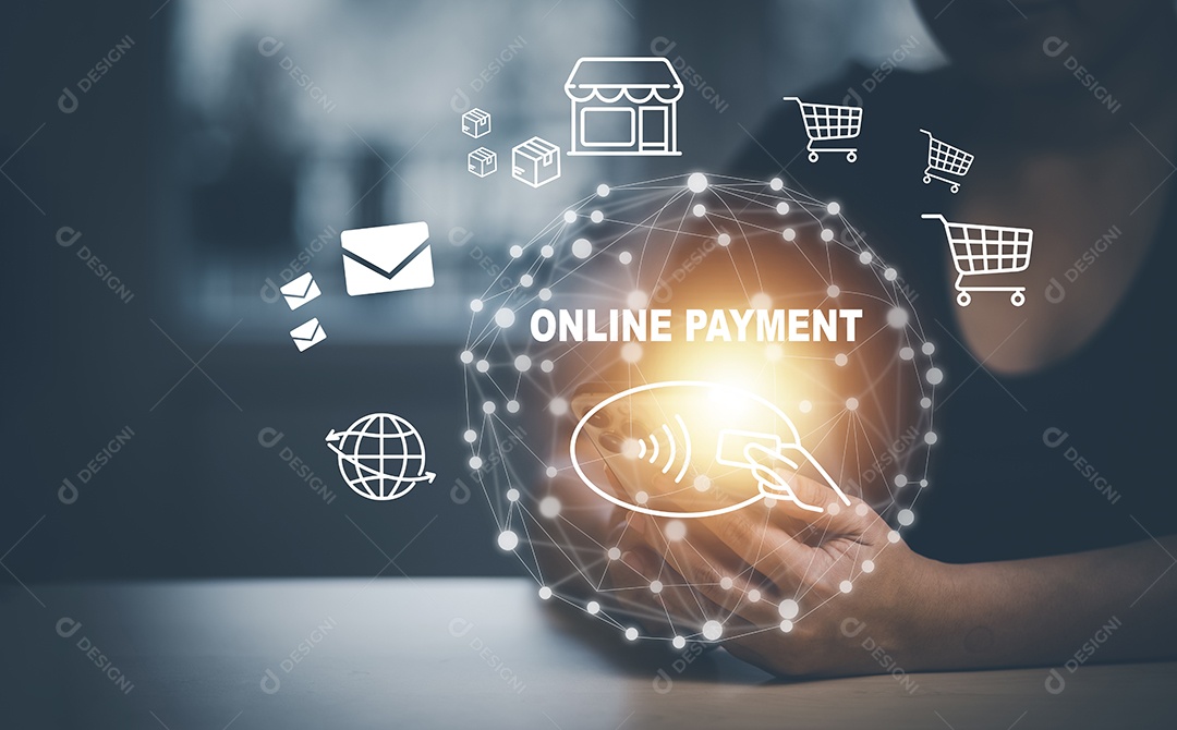 Smartphone com pagamento online gerado pela IA