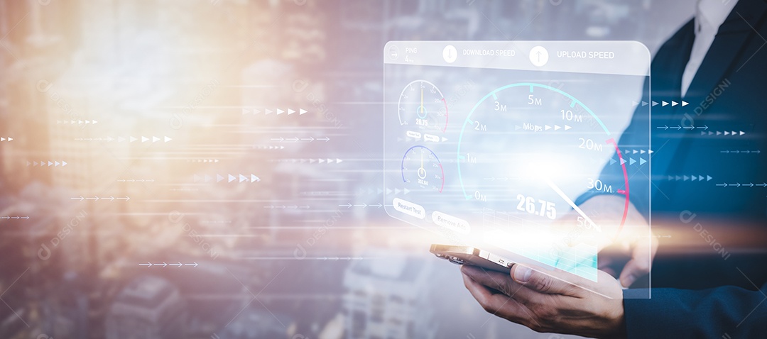 Conexão rápida à Internet com o conceito de tecnologia Metaverse IA