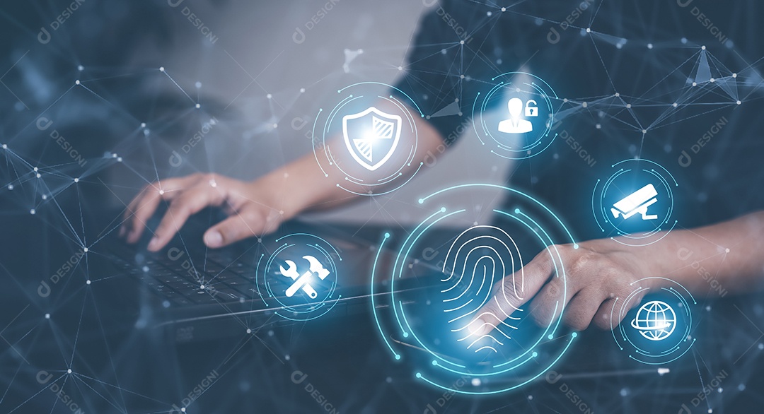 Impressão digital de toque de mão com global virtual com segurança cibernética IA