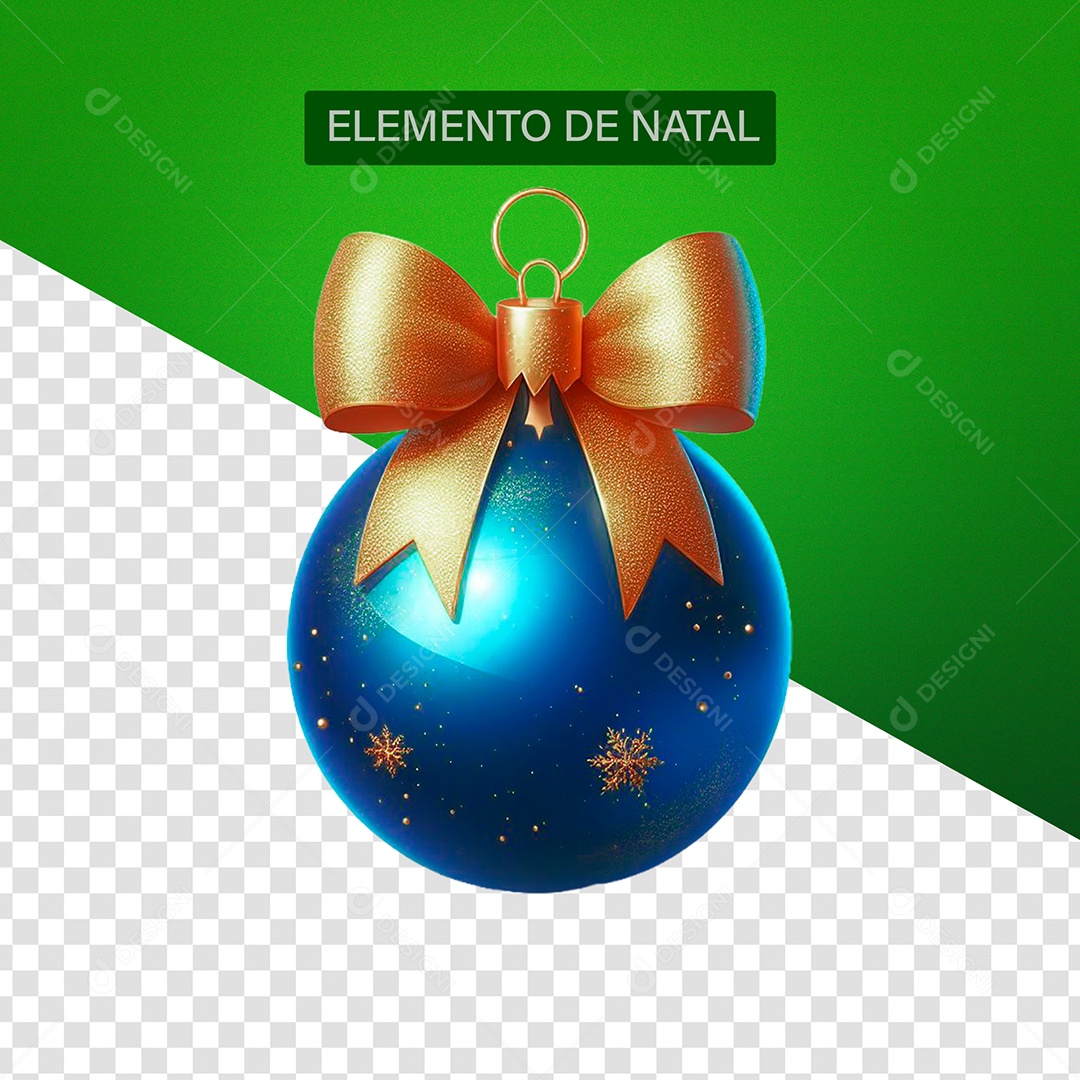 Bola de Enfeite de Natal Elemento 3D Vermelho e Dourado para Composição PSD