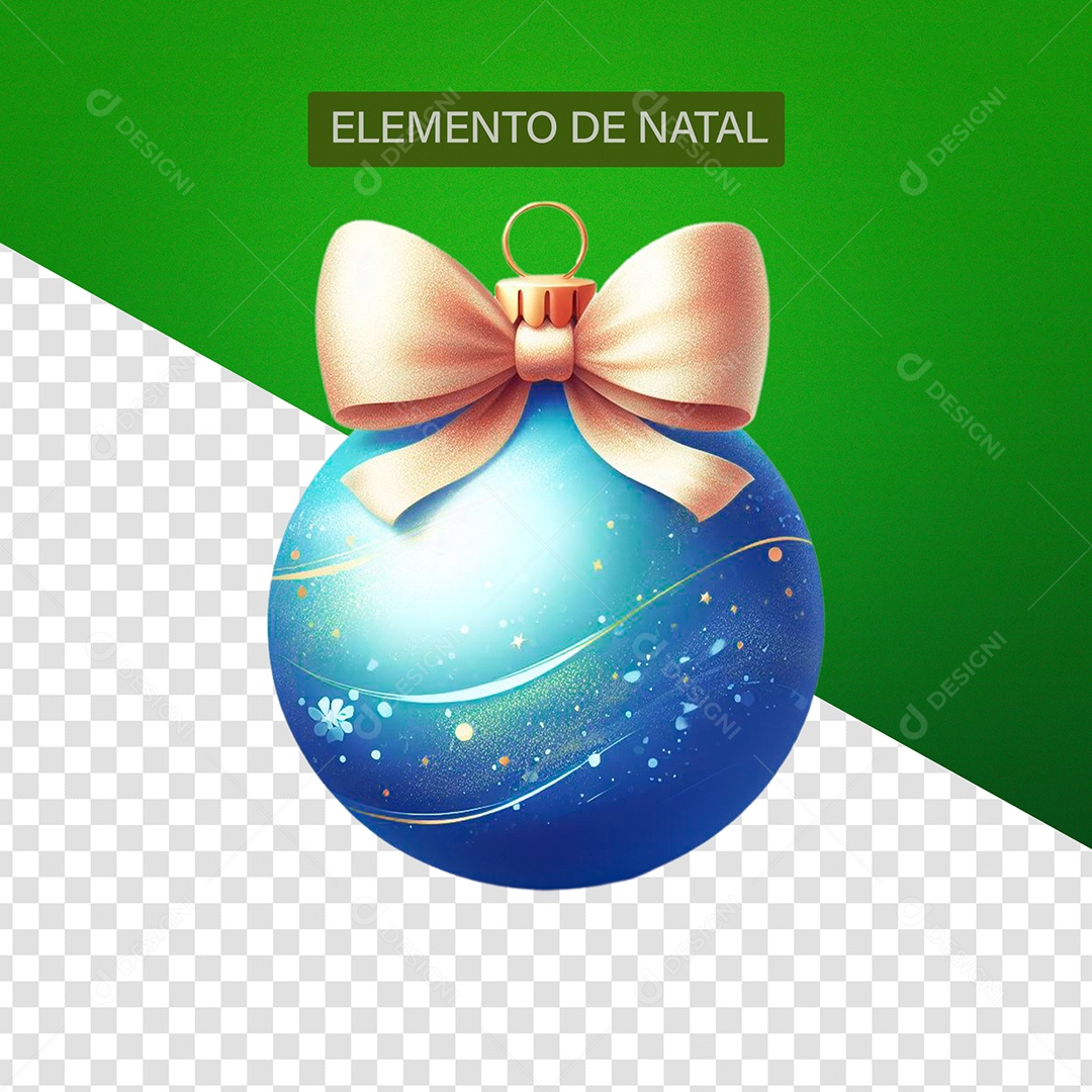 Bola de Enfeite de Natal Elemento 3D Azul para Composição PSD