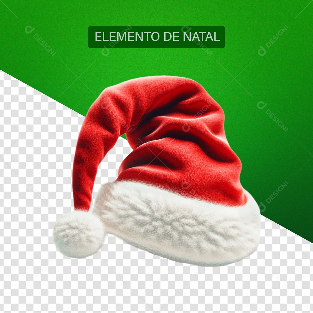 Chapéu de Papai Noel Elemento 3D para Composição PSD