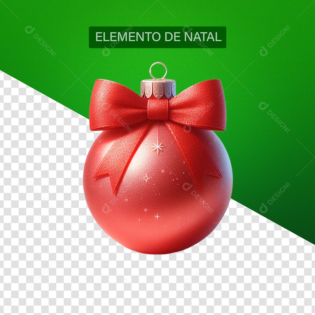 Bola de Enfeite de Natal Elemento 3D Vermelho para Composição PSD