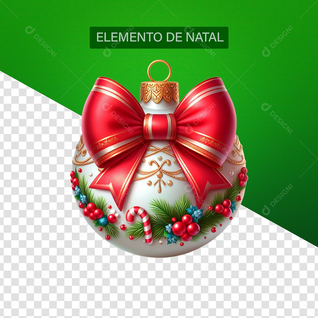 Bola de Natal Elemento 3D Colorida para Composição PSD