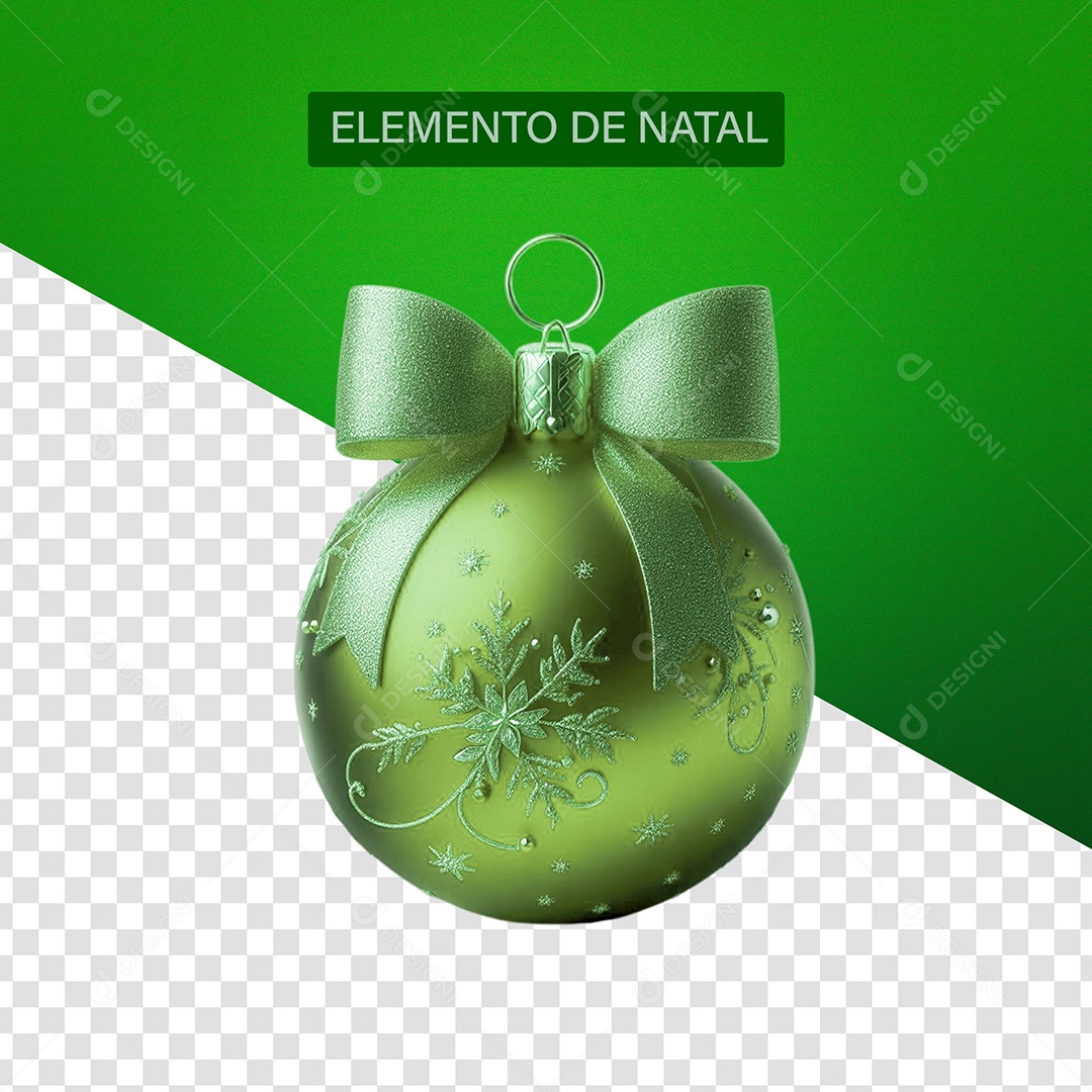Bola de Natal Elemento 3D Verde para Composição PSD