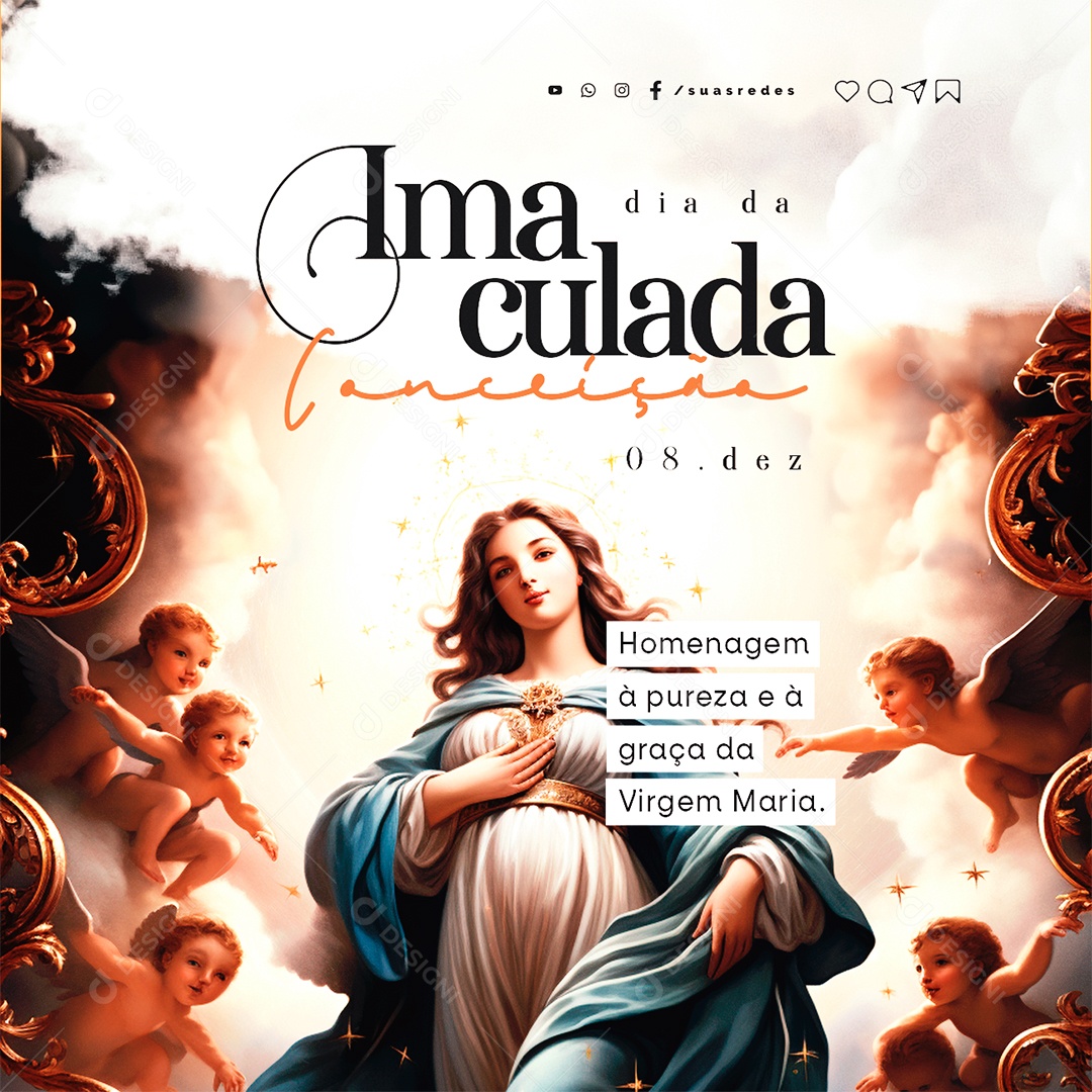 Social Media Dia de Nossa Senhora Da Imaculada 08 de Dezembro PSD Editável
