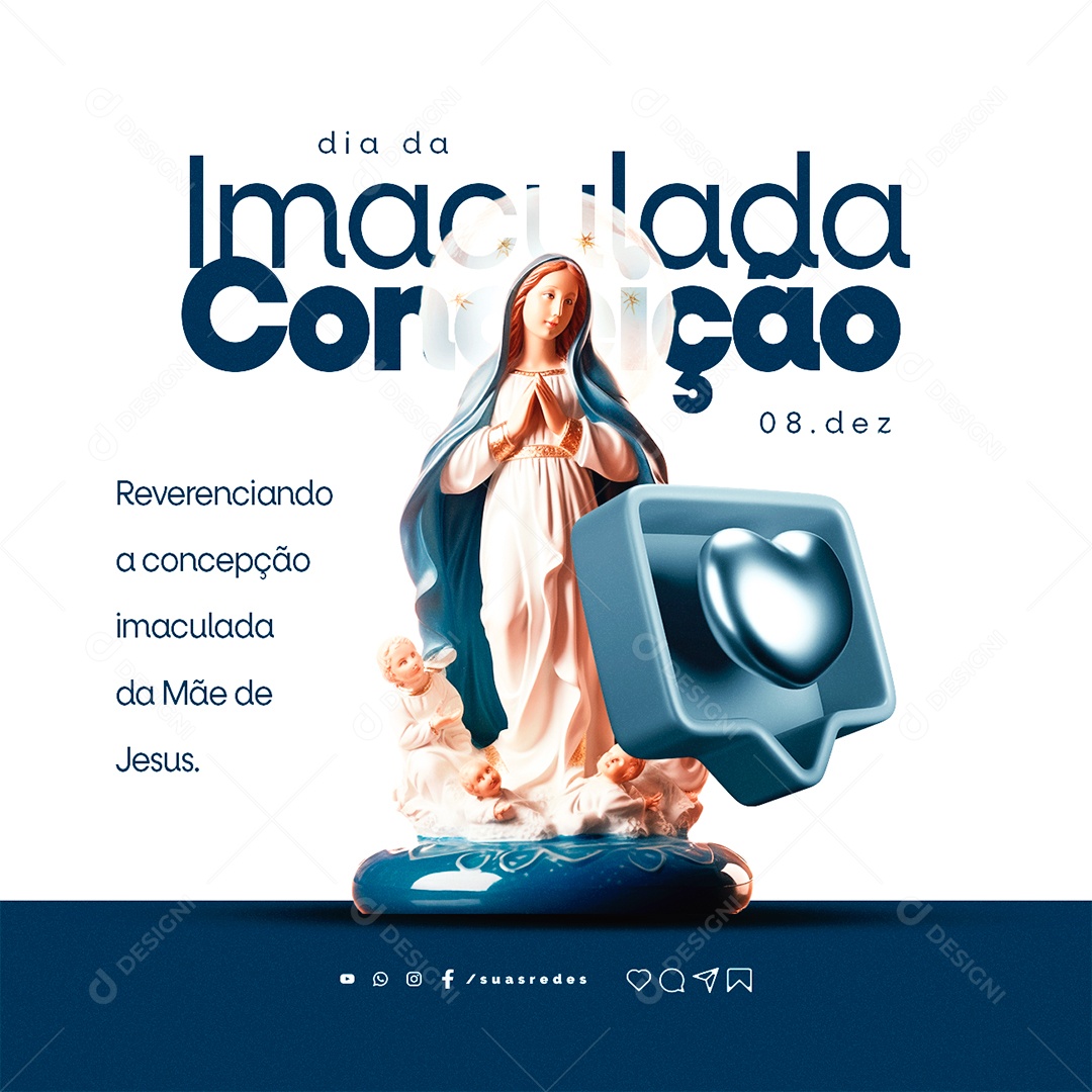 Social Media Dia de Nossa Senhora Da Imaculada 08 de Dezembro PSD Editável