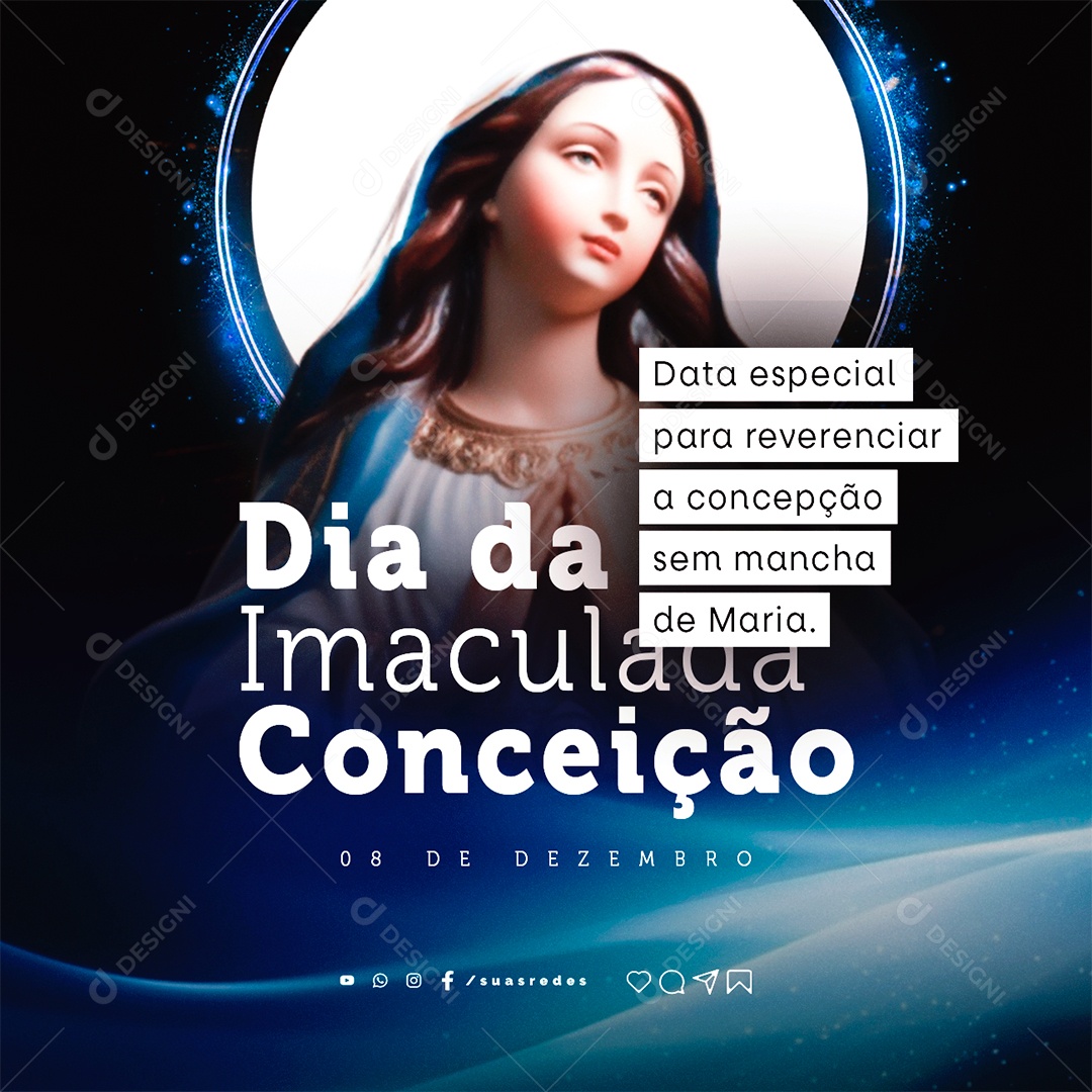 Social Media Dia de Nossa Senhora Da Imaculada 08 de Dezembro PSD Editável