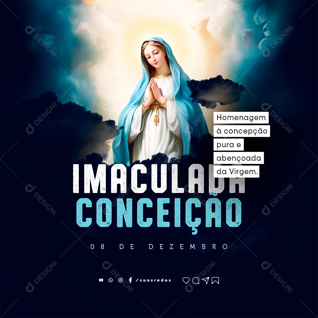 Dia de Nossa Senhora Da Imaculada 08 de Dezembro Social Media PSD Editável