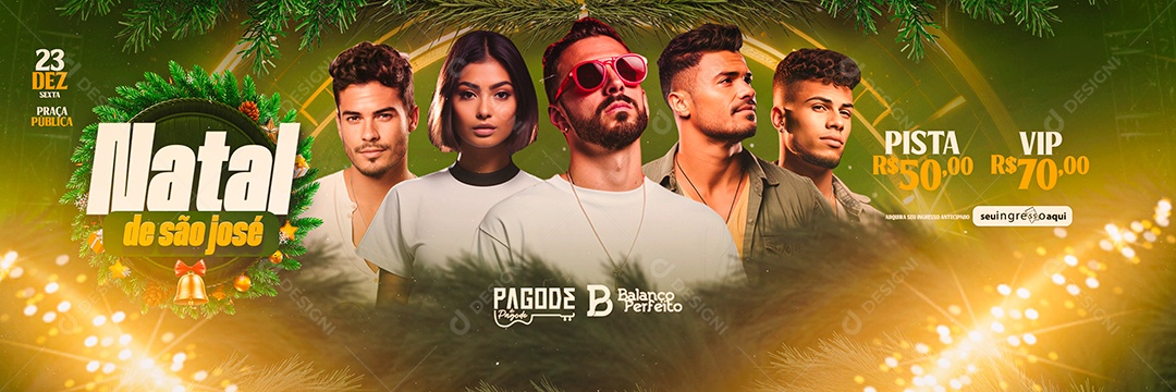 Carrossel Flyer Natal de São José Pagode de Pagode Balanço Perfeito Social Media PSD Editável