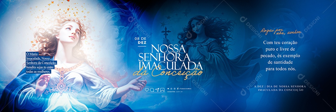 Carrossel Dia de Nossa Senhora Da Imaculada 08 de Dezembro Social Media PSD Editável