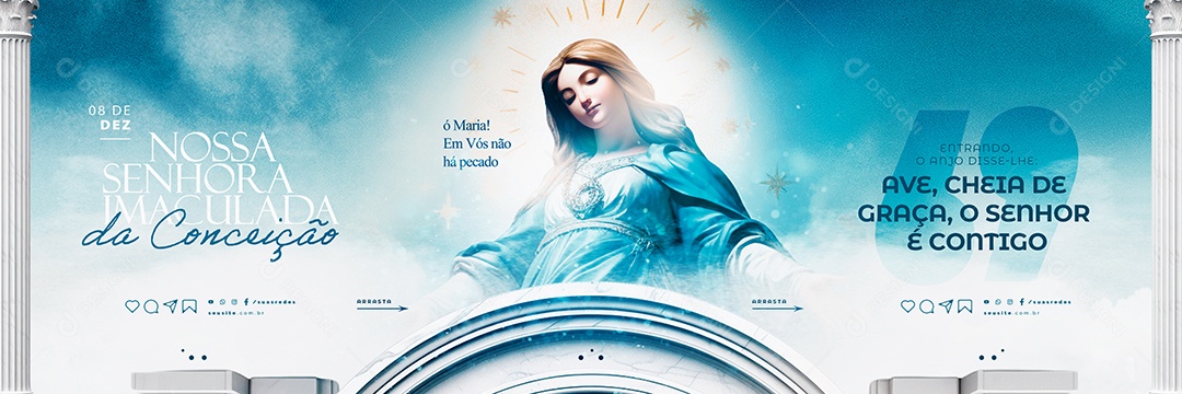 Carrossel Dia de Nossa Senhora Da Imaculada Ave Cheia De Graça O Senhor é Contigo Social Media PSD Editável