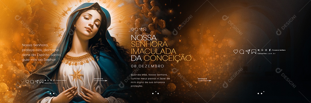 Carrossel Dia de Nossa Senhora Da Imaculada 08 de Dezembro Social Media PSD Editável