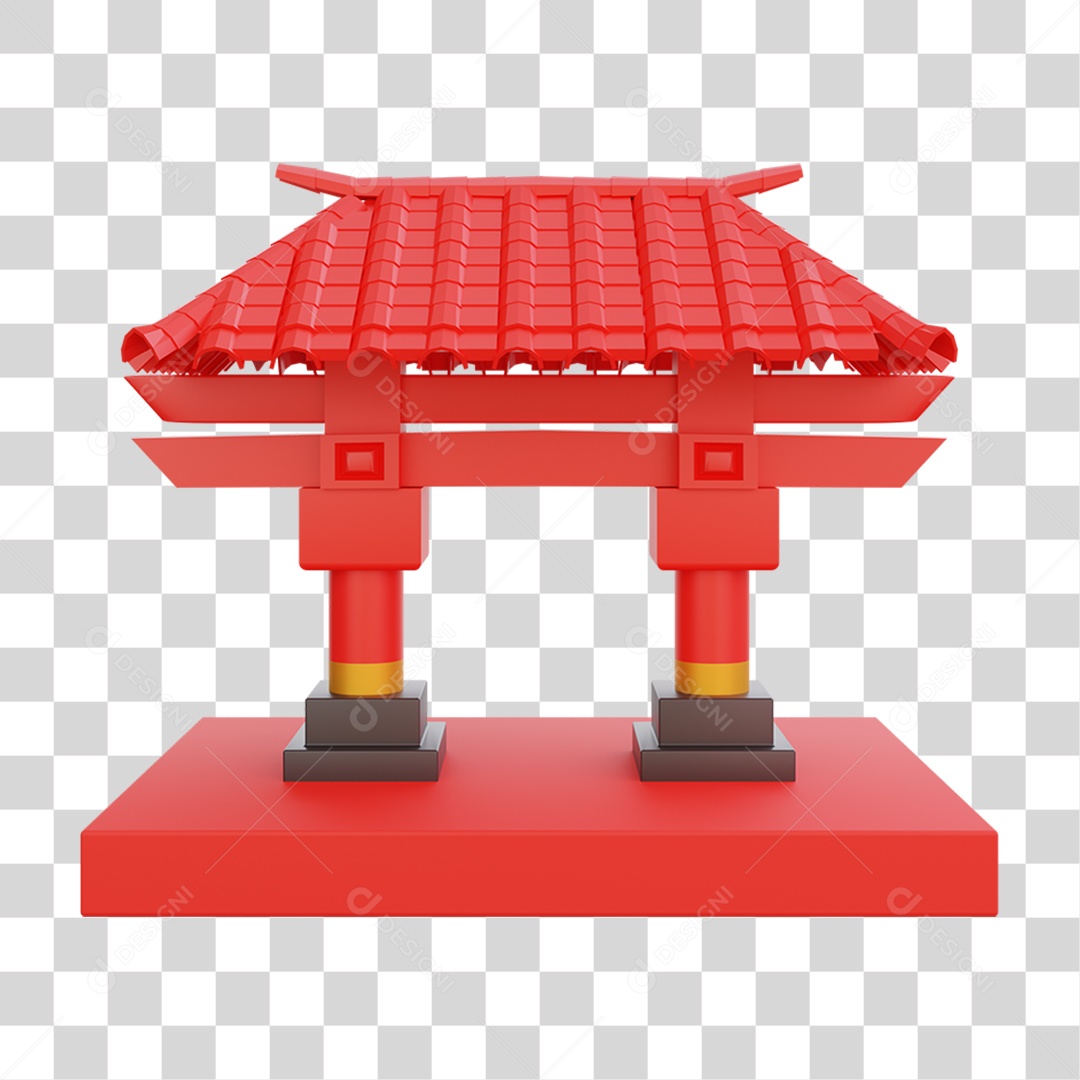 Elemento 3D Templo da Cultura Chinesa PNG Transparente