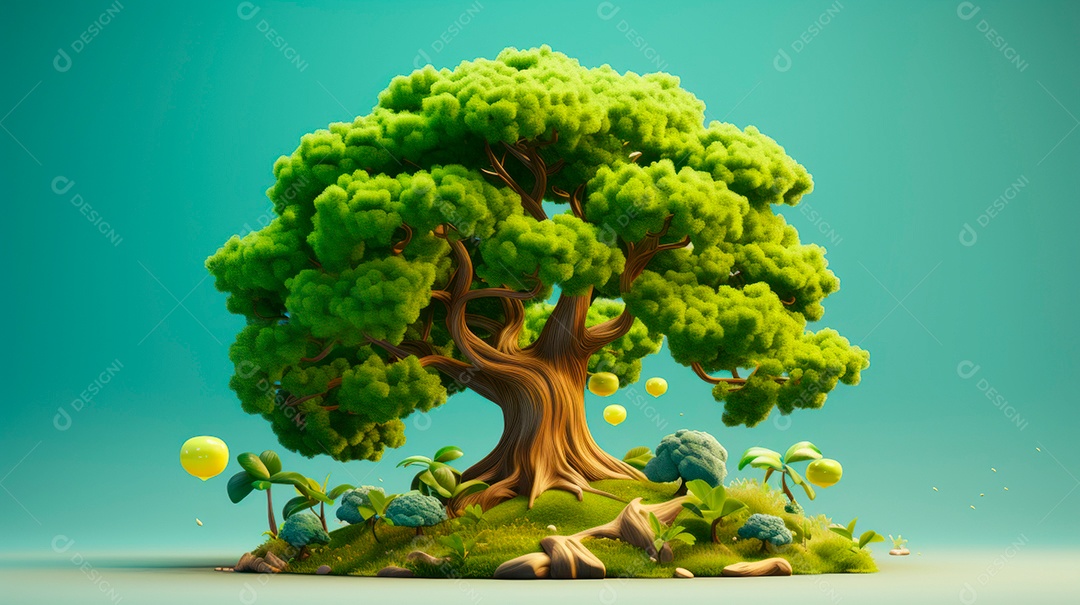 Aquarela Dia Nacional da Árvore, 22 de maio, IA generativa.