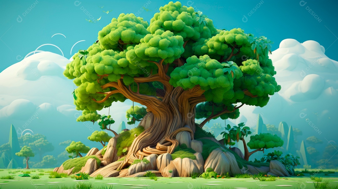 Aquarela Dia Nacional da Árvore, 22 de maio, IA generativa.