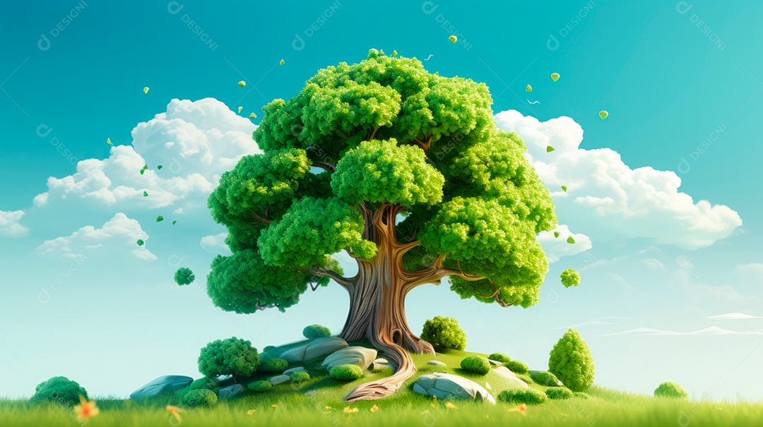 Aquarela Dia Nacional da Árvore, 22 de maio, IA generativa.
