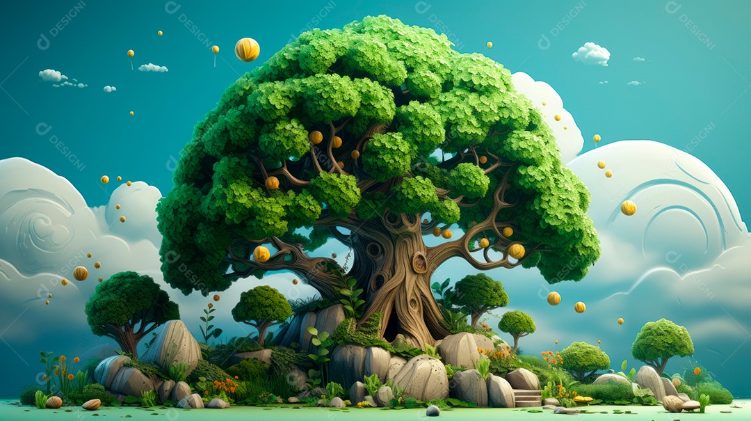 Aquarela Dia Nacional da Árvore, 22 de maio, IA generativa.