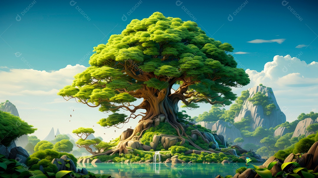 Aquarela Dia Nacional da Árvore, 22 de maio, IA generativa.