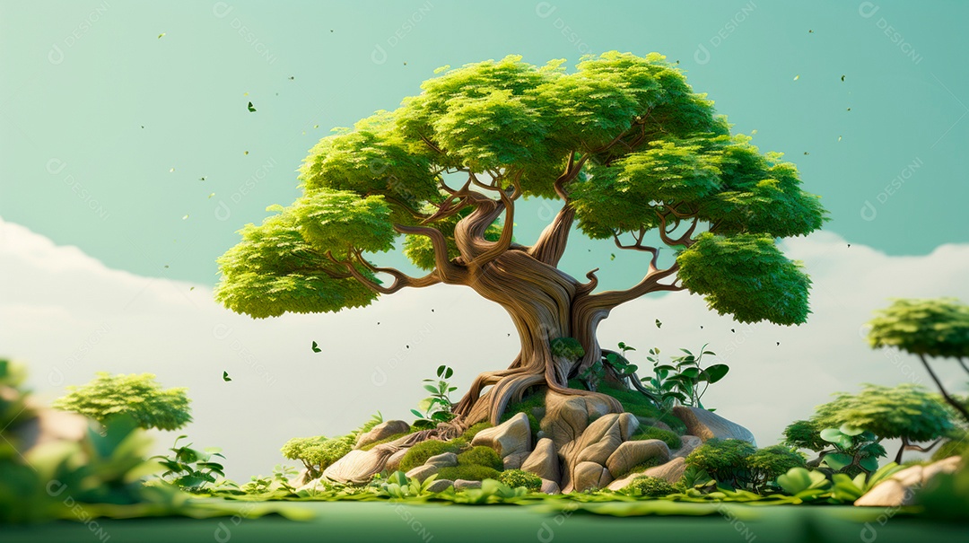 Aquarela Dia Nacional da Árvore, 22 de maio, IA generativa.